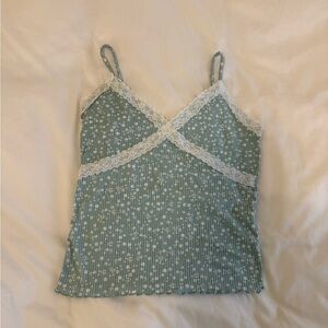 SX Wild Love Floral Lace Trim Cami Top - Blue